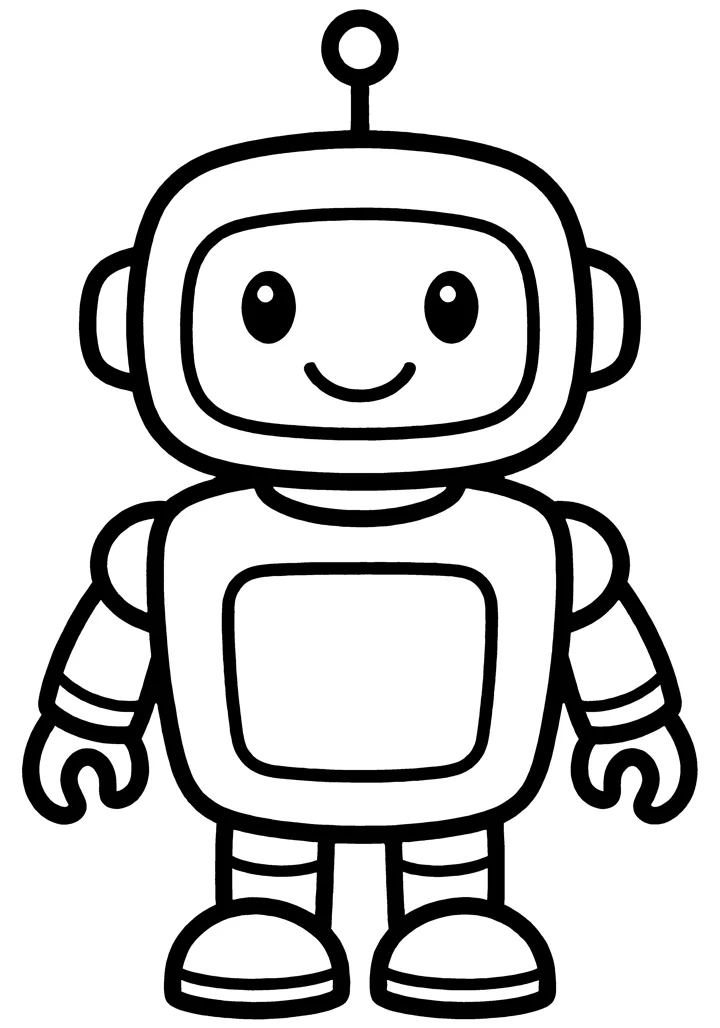 Robot coloring page — preview